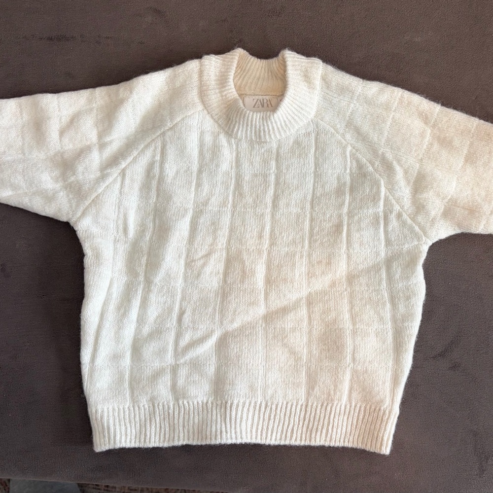 Zara Cream Ribbed Knit Top